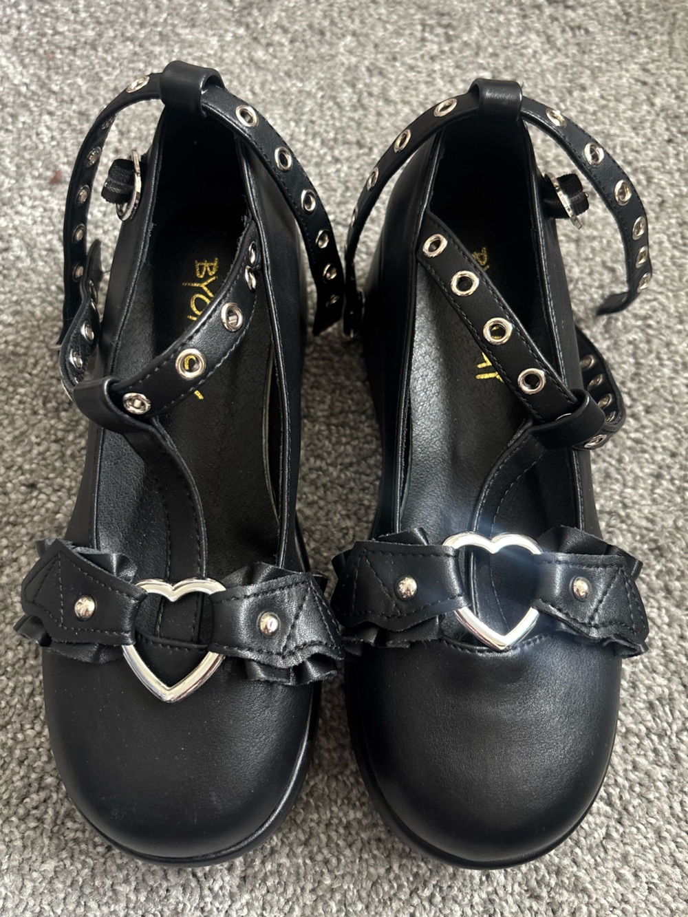 Black Bat Wing and Heart Mary Jane Platforms